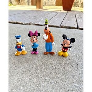 Disney Mickey Mouse Minnie Donald Goofy Pluto PVC Figures Cake Toppers Lot Of 4